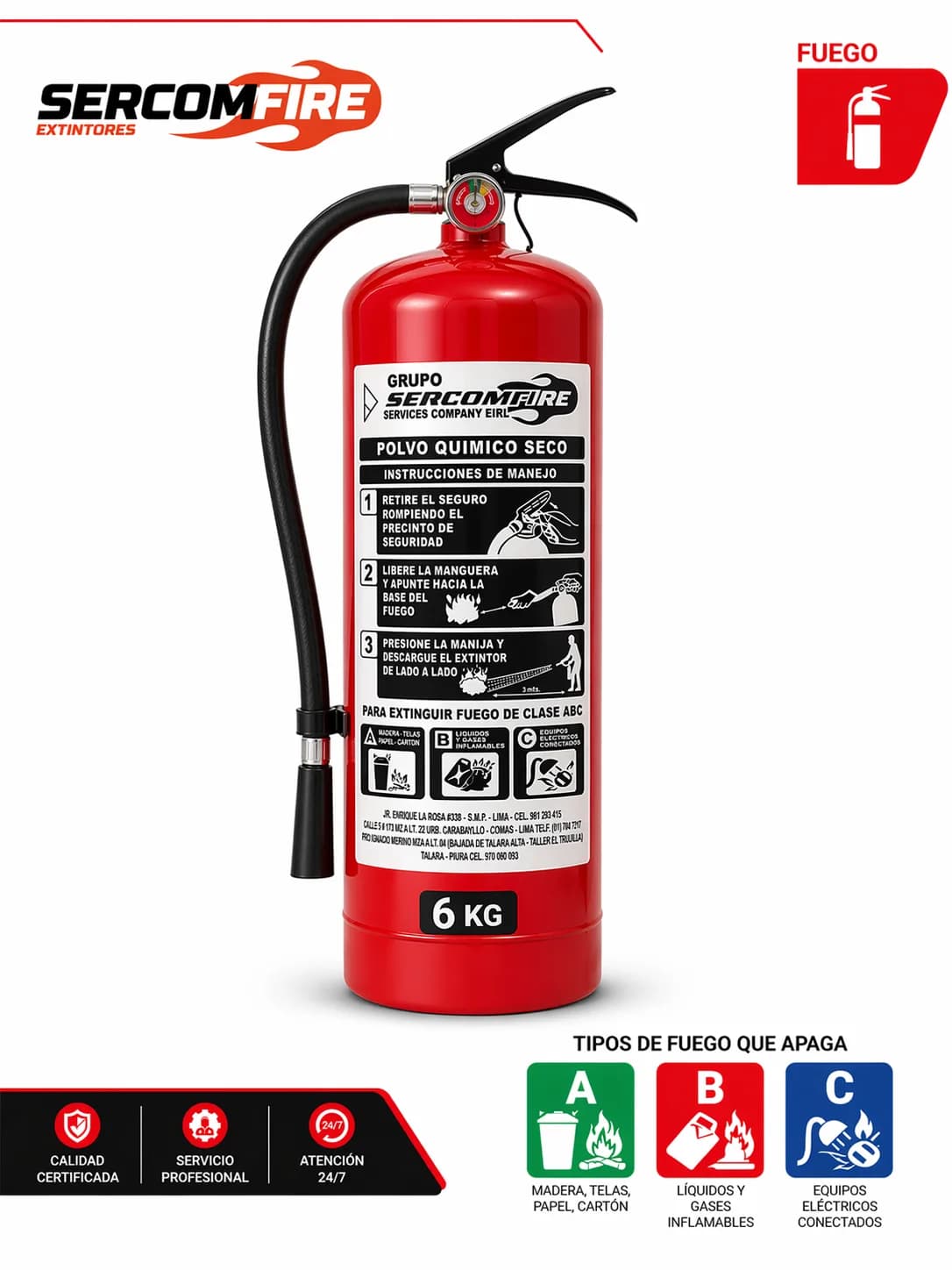 EXTINTOR PQS 6 KG SALVATORE