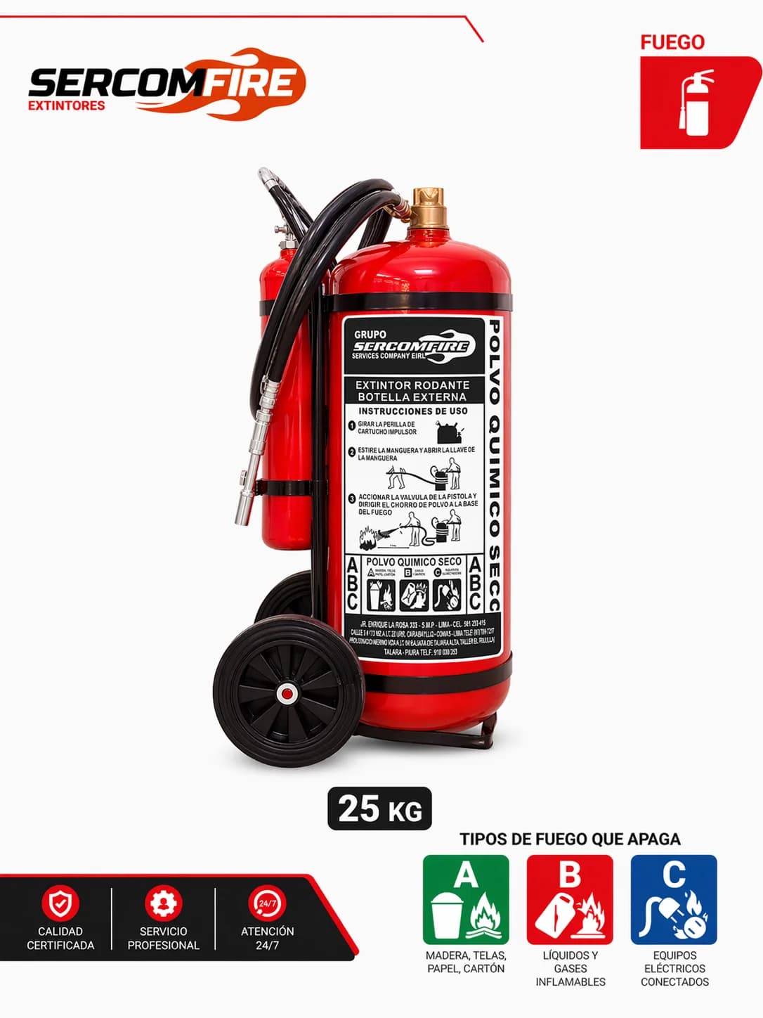 EXTINTOR PQS 25 KG CON BOTELLA EXTERNA SALVATORE