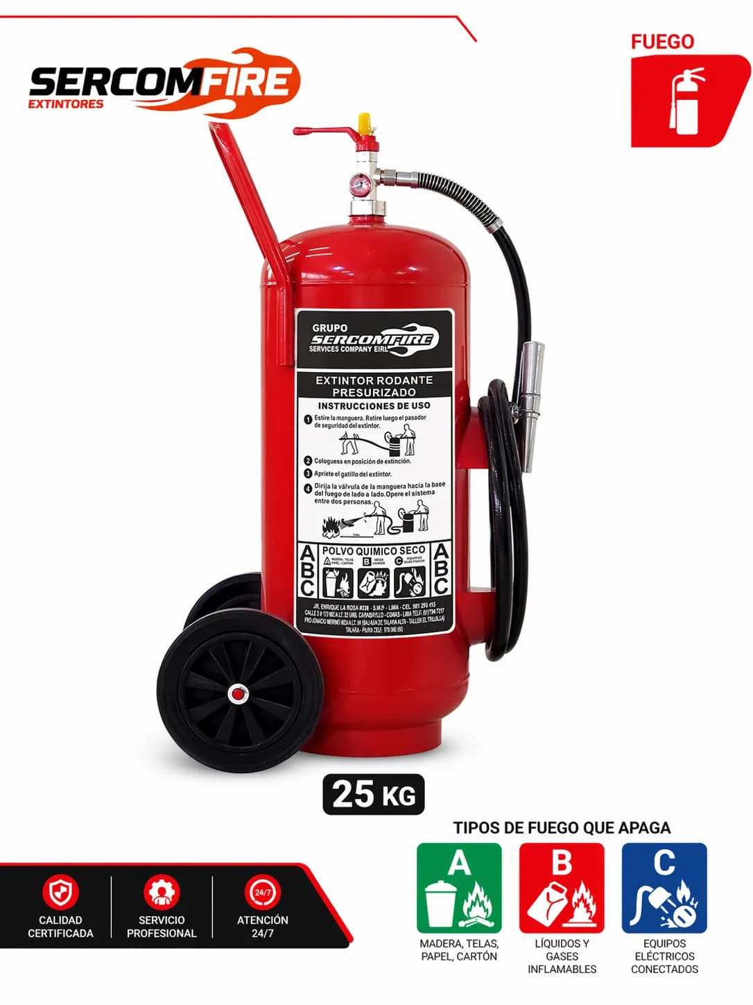 EXTINTOR PQS 25 KG PRESURIZADO SALVATORE